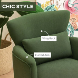 Homcom Armchair With Padded Seat And Backrest For Living Room, Green - thumbnail 6