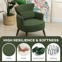 Homcom Armchair With Padded Seat And Backrest For Living Room, Green - thumbnail 4