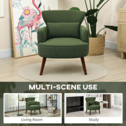 Homcom Armchair With Padded Seat And Backrest For Living Room, Green - thumbnail 8