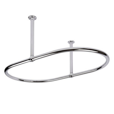 Homestylestore Chrome Ceiling Mounted Oval Shower Curtain Rail - image 1