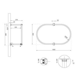 Homestylestore Chrome Ceiling Mounted Oval Shower Curtain Rail - thumbnail 4