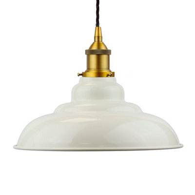Clay White St Edmund's Painted Dome Pendant Light With Antique Gold Lamp Holder And Black Twisted Cable - Se Home - image 1