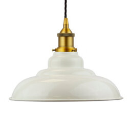 Clay White St Edmund's Painted Dome Pendant Light With Antique Gold Lamp Holder And Black Twisted Cable - Se Home - thumbnail 1