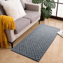 Moonlight Bedding Grey Geometric Rug 60X110Cm, Washable Non-Slip Soft High Low Pile Living Room Carpet - thumbnail 1
