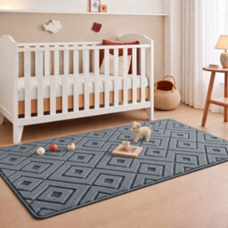 Moonlight Bedding Grey Geometric Rug 60X110Cm, Washable Non-Slip Soft High Low Pile Living Room Carpet - thumbnail 4