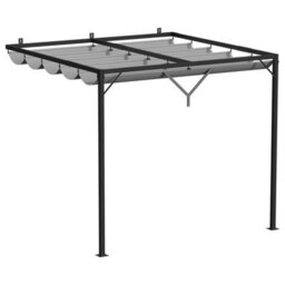 Onemill Lean To Pergola With Retractable Canopy,wall-Mounted Garden Gazebo And Sun Shelter - thumbnail 1