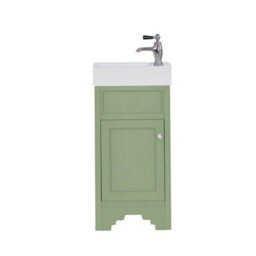 Homestylestore Pastel Green 400mm Bathroom Vanity Unit And Round Chrome Handle - thumbnail 1