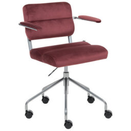 Beliani Desk Chair Candor Velvet Burgundy - thumbnail 1