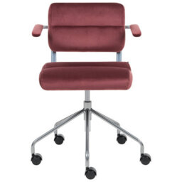 Beliani Desk Chair Candor Velvet Burgundy - thumbnail 4