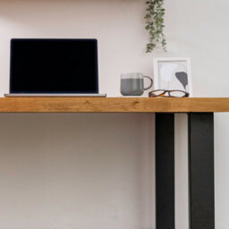 Domli Solid Wood Oiled Oak Office Desk With Black Industrial Legs - 1500mm X 800mm X 27mm Oiled Tabletop - Wooden Tabletop And Leg - thumbnail 5