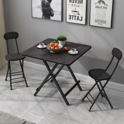 Living And Home Heavy Duty Square Black Wooden Folding Table With Metal Leg For Indoor 700 X 700 mm - thumbnail 1