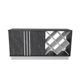 Decorotika Luna Sideboard Storage With Wine Rack And Two Doors - White And Black Marble Effect - thumbnail 4