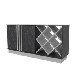 Decorotika Luna Sideboard Storage With Wine Rack And Two Doors - White And Black Marble Effect - thumbnail 5