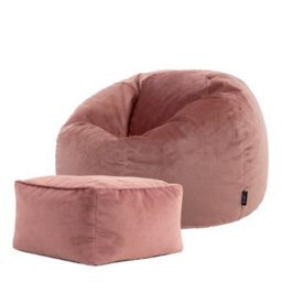 icon Kingston Classic Velvet Bean Bag Chair & Pouffe Pink Bean Bag Chair