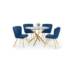 Julian Bowen Montero Round Glass Top 4 Seater Dining Table - Gold - thumbnail 7