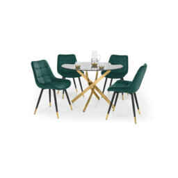 Julian Bowen Montero Round Glass Top 4 Seater Dining Table - Gold - thumbnail 6