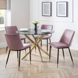 Julian Bowen Montero Round Glass Top 4 Seater Dining Table - Gold - thumbnail 3