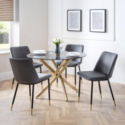 Julian Bowen Montero Round Glass Top 4 Seater Dining Table - Gold - thumbnail 2