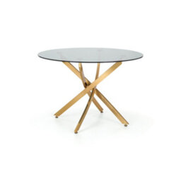 Julian Bowen Montero Round Glass Top 4 Seater Dining Table - Gold - thumbnail 5