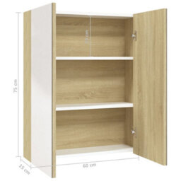 Berkfield Bathroom Mirror Cabinet 60X15X75 Cm Mdf White And Oak - thumbnail 8