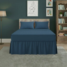 Fitted Valance Bed Sheet Polycotton Mattress Cover And Frill Easy Care Mid Blue