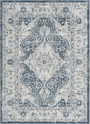 Livabliss Jolie-Vintage Blue Grey Beige Black Traditional Boho Living Dining Bedroom Rug 200 X 275 Cm Easy Care, Non Shedding - image 1