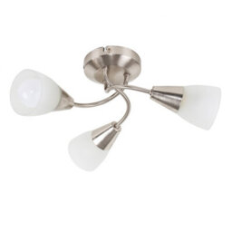 Valuelights Ricardo Modern 3 Way Brushed Chrome Ceiling Light Fitting With Frosted Glass Shades - Led Golfball Bulbs 3000K