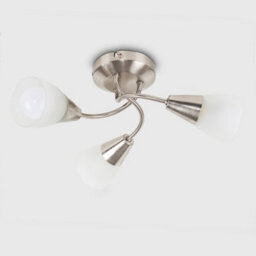 Valuelights Ricardo Modern 3 Way Brushed Chrome Ceiling Light Fitting With Frosted Glass Shades - Led Golfball Bulbs 3000K - thumbnail 4