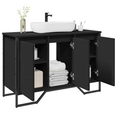 Berkfield Bathroom Sink Cabinet Black 91X35X60 Cm Engineered Wood - image 1