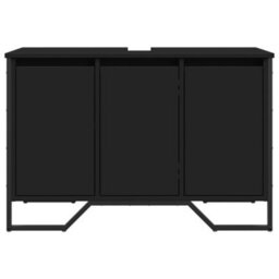 Berkfield Bathroom Sink Cabinet Black 91X35X60 Cm Engineered Wood - thumbnail 4