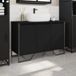 Berkfield Bathroom Sink Cabinet Black 91X35X60 Cm Engineered Wood - thumbnail 3