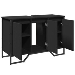 Berkfield Bathroom Sink Cabinet Black 91X35X60 Cm Engineered Wood - thumbnail 8
