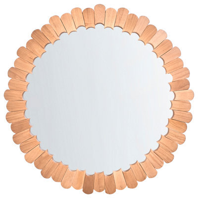 Beliani Wall Mirror Alzon 86 Cm 86 Cm Paulownia Wood Brown - image 1