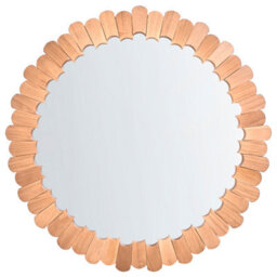 Beliani Wall Mirror Alzon 86 Cm 86 Cm Paulownia Wood Brown - thumbnail 1