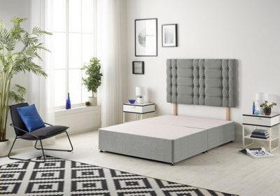 Somnior Beds Somnior Tweed Grey Bliss Divan Base With Headboard - Single - image 1