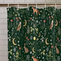 Catherine Lansfield Enchanted Twilight Animals 180X180Cm Shower Curtain Forest Green - thumbnail 2