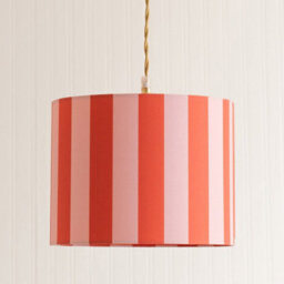 Valuelights Callie Colour Clash Orange & Pink Stripe Large Fabric Drum Lamp Shade With Bulb (D)29.5Cm