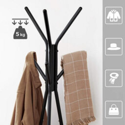 Industrial Entryway Coat Rack With Shelves For Bags And Clothes, Freestanding Frame, Grey And Black - thumbnail 4