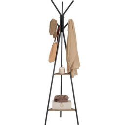 Industrial Entryway Coat Rack With Shelves For Bags And Clothes, Freestanding Frame, Grey And Black - thumbnail 7