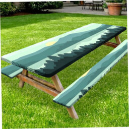 Picnic Table Cover Set With Bench Covers, 3 Pieces Waterproof Rectangular Tablecloth - thumbnail 3