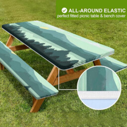 Picnic Table Cover Set With Bench Covers, 3 Pieces Waterproof Rectangular Tablecloth - thumbnail 4