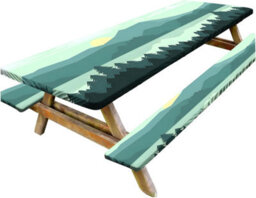 Picnic Table Cover Set With Bench Covers, 3 Pieces Waterproof Rectangular Tablecloth - thumbnail 1