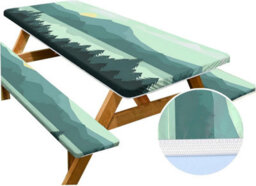 Picnic Table Cover Set With Bench Covers, 3 Pieces Waterproof Rectangular Tablecloth - thumbnail 6