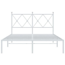 Berkfield Metal Bed Frame Without Mattress With Headboard White 120X200Cm - thumbnail 4