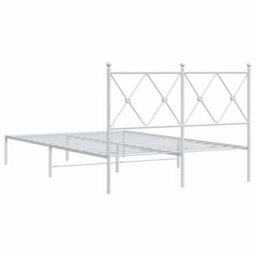Berkfield Metal Bed Frame Without Mattress With Headboard White 120X200Cm - thumbnail 6