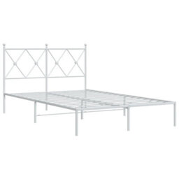 Berkfield Metal Bed Frame Without Mattress With Headboard White 120X200Cm - thumbnail 3