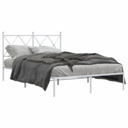 Berkfield Metal Bed Frame Without Mattress With Headboard White 120X200Cm - thumbnail 2