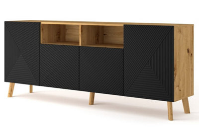 Arte Luxi Sideboard Cabinet In Oak Artisan & Black - 1950mm X 800mm X 420mm - Timeless Elegance Meets Practicality - image 1