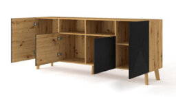 Arte Luxi Sideboard Cabinet In Oak Artisan & Black - 1950mm X 800mm X 420mm - Timeless Elegance Meets Practicality - thumbnail 2