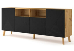 Arte Luxi Sideboard Cabinet In Oak Artisan & Black - 1950mm X 800mm X 420mm - Timeless Elegance Meets Practicality - thumbnail 1